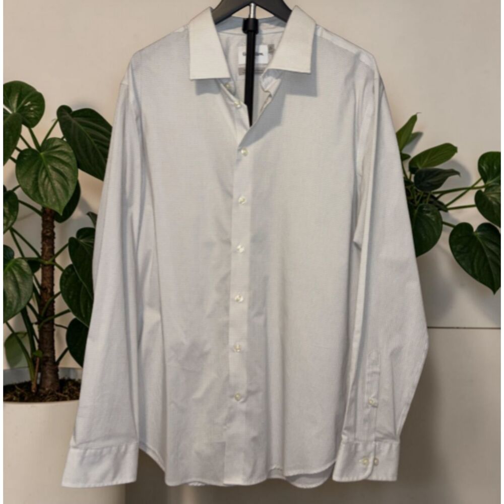 Goodfellow & Co Men's White Gray Plaid Long Sleeve Button-Down Shirt